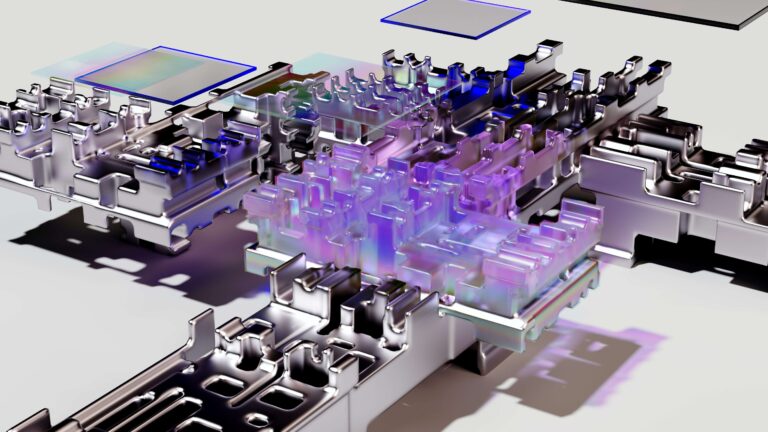 cgi generated metal grids that give the appearance of fuse boards and connections