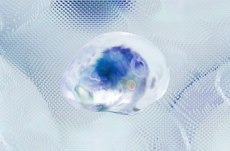 computer generated of a blue brain floating in white space