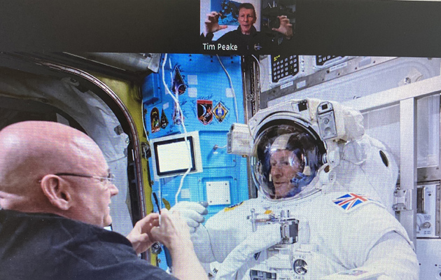 Tim Peake describing wearing a spacesuit at our STEM event