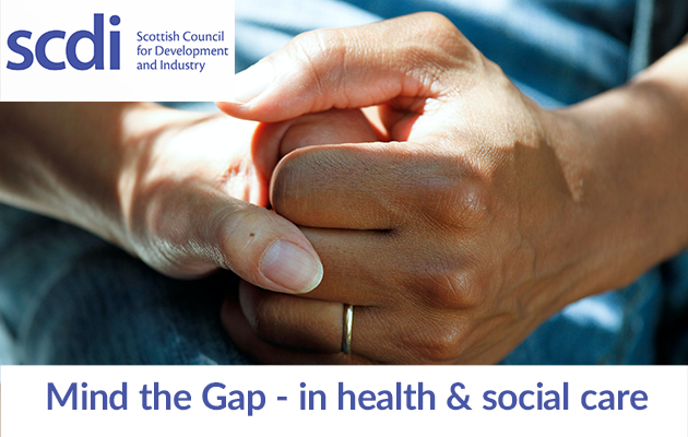 SCDI logo - mind the gap in health and social care